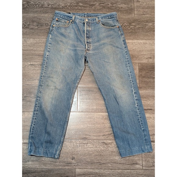 Levi's Other - Vintage Levis 501 Button Fly Jeans Mens 35x26 Medium Wash Straight Leg Denim